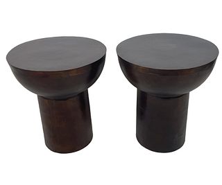 PAIR OF SEARCY ANTIQUE RUST ACCENT TABLES