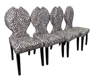 LOT OF FOUR ZEBRA PRINT SIDE CHAIRS