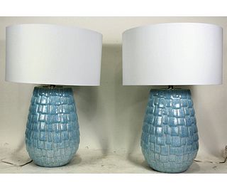 PAIR OF CONTEMPORARY CERAMIC TABLE LAMPS