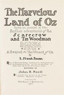 * BAUM, L. FRANK. The Marvelous Land of Oz. Chicago, 1904. First edition, second printing.