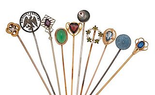 Vintage Stick Pins in Silver and Gold 