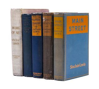 LEWIS, SINCLAIR. Five first editions including Elmer Gantry, Dodsworth, Main Street, Trail of the Hawk, and Work of Art. New Yor