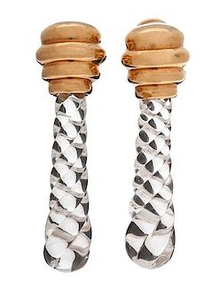 Angela Cummings Glass Spiral Earrings For Steuben 
