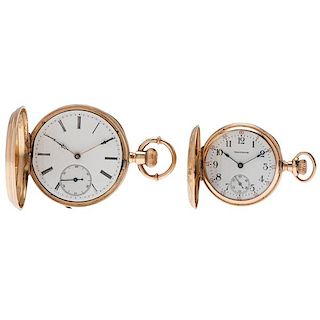 Waltham and L. Richard Pocket Watches in 14 Karat Yellow Gold 