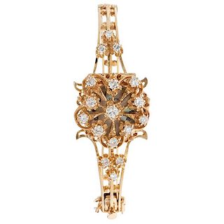 Geneve Bracelet Watch in 14 Karat Gold with Diamonds 