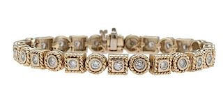 Circle and Square Two Carat Total Weight Tennis Bracelet 