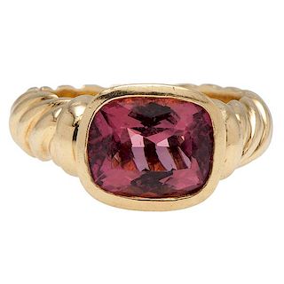 "David Yurman" Noblesse Pink Tourmaline Ring in 18 Karat Yellow Gold 
