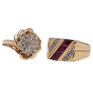 Ruby and Diamond Ring in 14 Karat Yellow Gold PLUS 
