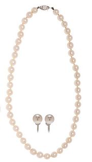 Pearl Strand in White Gold with Earrings 