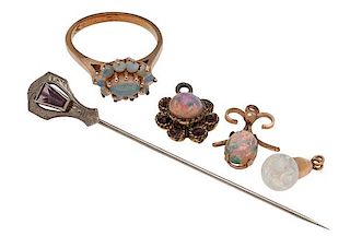 Opal Ring and Amethyst Pin in 10 Karat Gold PLUS 