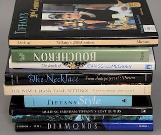 Nine jewelry coffee table books including Tiffany 20th Century, Diamonds,