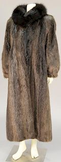 Bill Blass beaver full length fur coat in excellent condition.