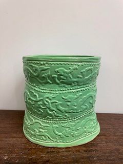 Chinese Qing Green Glazed Brush Pot