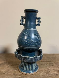 Chinese Yuan Blue Glaze Vase