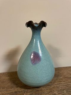 Chinese Yuan  Jun glazed vase with purple Splash