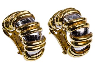 18k Bi-Color Gold Pierced Earrings