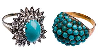 18k Gold and Persian Turquoise Rings