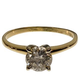 14k Yellow Gold and Diamond Solitaire Ring