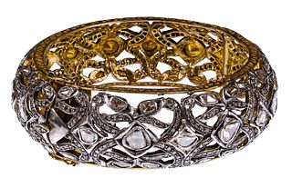 Sterling Silver and Diamond Hinged Bangle Bracelet