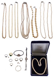 Gold, Sterling Silver and Costume Jewelry and Wristwatch Assortment