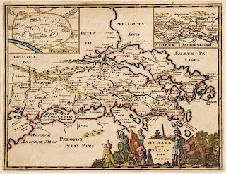(MAP) CLUVERIUS, PHILIP. Achaia quae et Hallas hodie Livadia. [Amsterdam, ca. 1697]