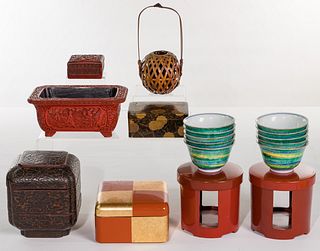 Chinese and Japanese Lacquerware and Ceramic Assortment