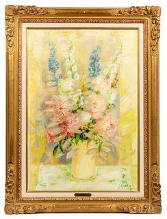 Le Pho (Vietnamese / French, 1907-2001) 'Fleurs' Oil on Canvas
