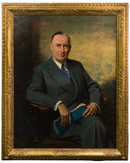 Alphaeus P. Cole (American, 1876-1988) 'Portrait of Leroy A. Van Bomel' Oil on Canvas