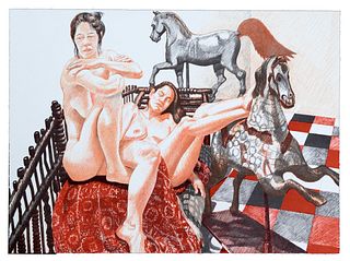 Philip Pearlstein (American, b.1924) 'Models and Horses' Lithograph
