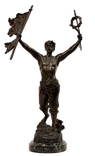 (After) Desire Grisard (French, b.1872) 'Victory' Patinated Bronze Sculpture