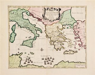(MAP) MORTIER, PIERRE. Carte du voyage d'Enee et de tous les lieux qui sont nommez dans les oeuvre de Virgile... Amsterdam, ca.