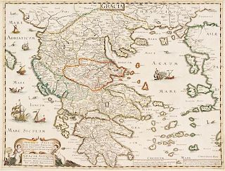 (MAP) SANSON, D'ABBEVILLE, NICOLAS. Graeciae Antiquae Tabula Hanc Geographicam. [Paris], 1636.