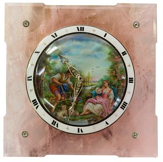 Sterling Silver and Rose Quartz Table Clock