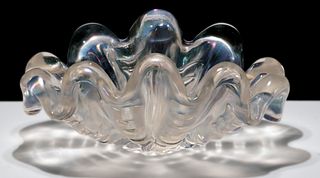 Ercole Barovier for Barovier & Toso 'Grosse Costolature' Art Glass Clam Shell Bowl