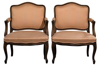 French Provincial Style Upholstered Arm Chairs