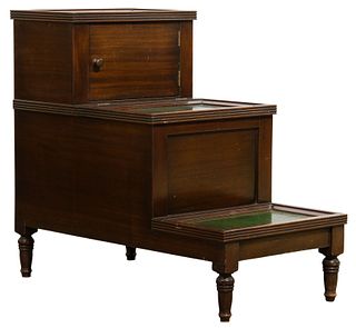 Mahogany and Leather Top Library Steps