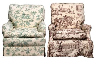 Toile Upholstered Armchairs
