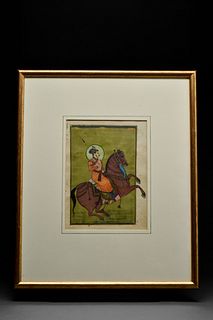 PORTRAIT OF A MUGHAL RULER ON HORSEBACK