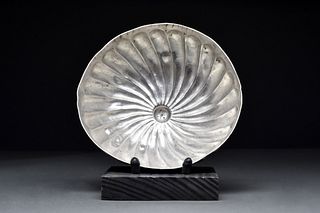 GREEK HELLENISTIC RIBBED SILVER PHIALLE BOWL
