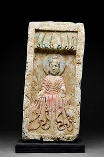 CHINESE NORTHERN WEI TERRACOTTA TILE WITH BUDDHA - TL TESTED
