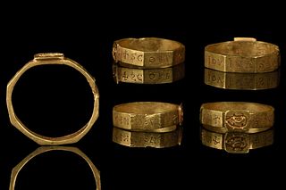 RARE BYZANTINE GOLD RING WITH INSCRIPTION FOR SCORPIO