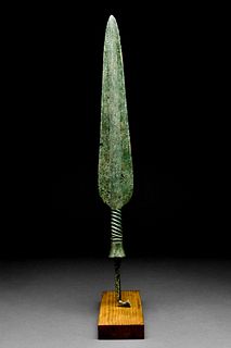 ANCIENT BRONZE SPEAR WITH TWISTED DECORATION