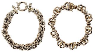 Two 14 Karat Gold Chain Bracelets