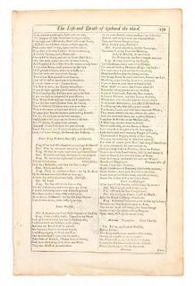 SHAKESPEARE, WILLIAM. Leaf from the Third Folio, (1664), The Life and Death of Richard the Third, pp.539/540.