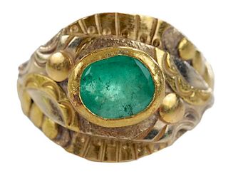 Handcrafted Gold and Emerald Ring