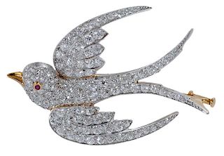 Diamond Bird Brooch