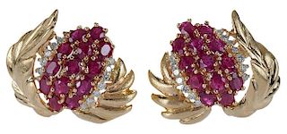 Gold and Ruby Earrings