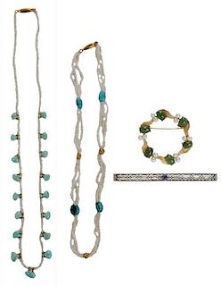 Four Pieces Vintage Jewelry