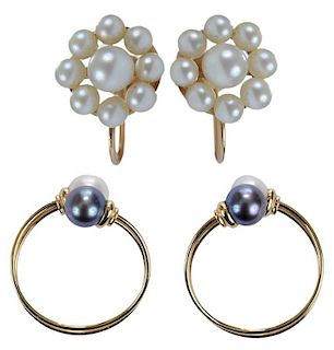Two Pair Pearl Earrings