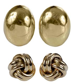 Two Pair Gold Earrings